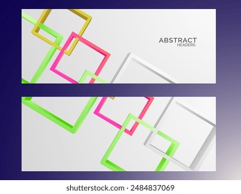 Abstract Geometric Style Social Media Banner or Header Design in Two Options.