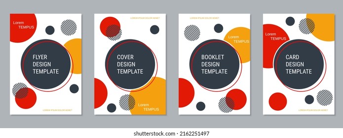 Abstract geometric style trendy business flyer, booklet, brochure cover vector design templates collection. A4 format