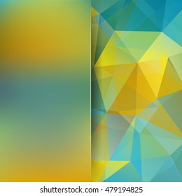 Abstract geometric style yellow background.  Blue business background  Blur background with glass. Vector illustration