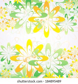 Abstract geometric summer background with colorful flowers. Vector illustration.