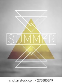 Abstract geometric summer design on a black and white blurred ocean background. Modern hipster apparel, poster, brochure, t-shirt design. EPS 10 file, gradient mesh and transparency effects used.