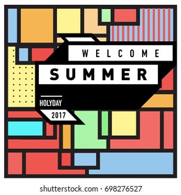 Abstract Geometric Summer poster and banner. Fashion and Travel discount and Promotion design with retro style. Vector illustration with special holiday offer.