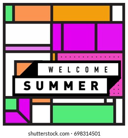 Abstract Geometric Summer poster and banner. Fashion and Travel discount and Promotion design with retro style. Vector illustration with special holiday offer.