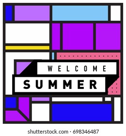 Abstract Geometric Summer poster and banner. Fashion and Travel discount and Promotion design with retro style. Vector illustration with special holiday offer.