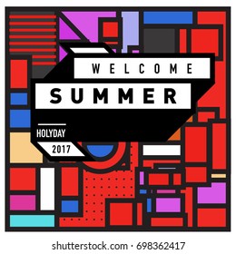 Abstract Geometric Summer poster and banner. Fashion and Travel discount and Promotion design with retro style. Vector illustration with special holiday offer.