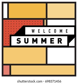 Abstract Geometric Summer poster and banner. Fashion and Travel discount and Promotion design with retro style. Vector illustration with special holiday offer.