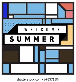 Abstract Geometric Summer poster and banner. Fashion and Travel discount and Promotion design with retro style. Vector illustration with special holiday offer.