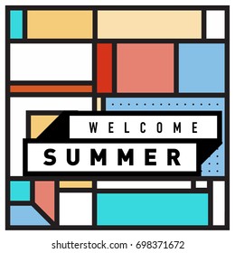 Abstract Geometric Summer poster and banner. Fashion and Travel discount and Promotion design with retro style. Vector illustration with special holiday offer.