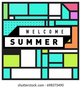 Abstract Geometric Summer poster and banner. Fashion and Travel discount and Promotion design with retro style. Vector illustration with special holiday offer.