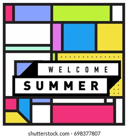 Abstract Geometric Summer poster and banner. Fashion and Travel discount and Promotion design with retro style. Vector illustration with special holiday offer.