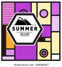 Abstract Geometric Summer poster and banner. Fashion and Travel discount and Promotion design with retro style. Vector illustration with special holiday offer.