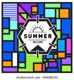 Abstract Geometric Summer poster and banner. Fashion and Travel discount and Promotion design with retro style. Vector illustration with special holiday offer.