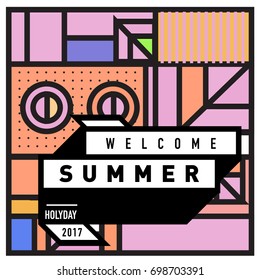 Abstract Geometric Summer poster and banner. Fashion and Travel discount and Promotion design with retro style. Vector illustration with special holiday offer.
