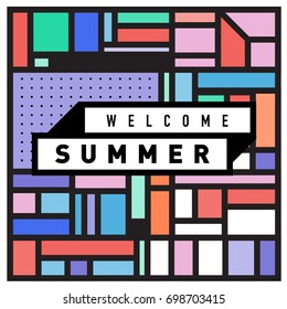 Abstract Geometric Summer poster and banner. Fashion and Travel discount and Promotion design with retro style. Vector illustration with special holiday offer.
