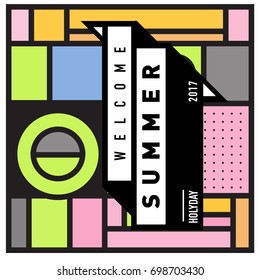 Abstract Geometric Summer poster and banner. Fashion and Travel discount and Promotion design with retro style. Vector illustration with special holiday offer.
