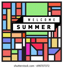 Abstract Geometric Summer poster and banner. Fashion and Travel discount and Promotion design with retro style. Vector illustration with special holiday offer.
