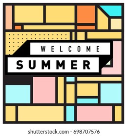 Abstract Geometric Summer poster and banner. Fashion and Travel discount and Promotion design with retro style. Vector illustration with special holiday offer.
