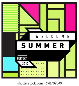 Abstract Geometric Summer poster and banner. Fashion and Travel discount and Promotion design with retro style. Vector illustration with special holiday offer.
