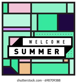 Abstract Geometric Summer poster and banner. Fashion and Travel discount and Promotion design with retro style. Vector illustration with special holiday offer.
