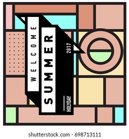 Abstract Geometric Summer poster and banner. Fashion and Travel discount and Promotion design with retro style. Vector illustration with special holiday offer.