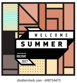 Abstract Geometric Summer poster and banner. Fashion and Travel discount and Promotion design with retro style. Vector illustration with special holiday offer.