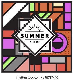 Abstract Geometric Summer poster and banner. Fashion and Travel discount and Promotion design with retro style. Vector illustration with special holiday offer.