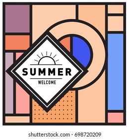 Abstract Geometric Summer poster and banner. Fashion and Travel discount and Promotion design with retro style. Vector illustration with special holiday offer.
