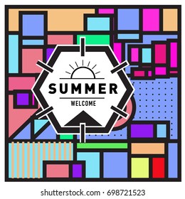Abstract Geometric Summer poster and banner. Fashion and Travel discount and Promotion design with retro style. Vector illustration with special holiday offer.

