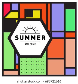 Abstract Geometric Summer poster and banner. Fashion and Travel discount and Promotion design with retro style. Vector illustration with special holiday offer.
