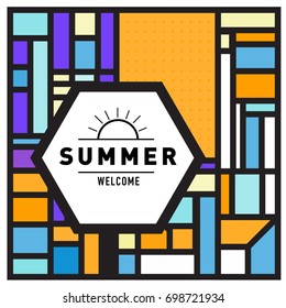 Abstract Geometric Summer poster and banner. Fashion and Travel discount and Promotion design with retro style. Vector illustration with special holiday offer.
