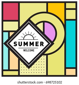 Abstract Geometric Summer poster and banner. Fashion and Travel discount and Promotion design with retro style. Vector illustration with special holiday offer.
