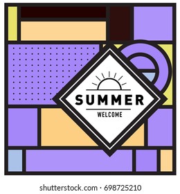 Abstract Geometric Summer poster and banner. Fashion and Travel discount and Promotion design with retro style. Vector illustration with special holiday offer.
