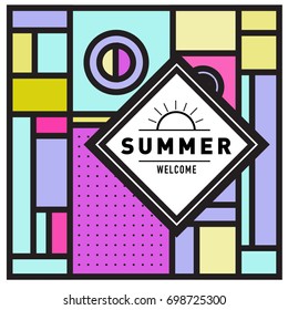 Abstract Geometric Summer poster and banner. Fashion and Travel discount and Promotion design with retro style. Vector illustration with special holiday offer.
