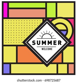 Abstract Geometric Summer poster and banner. Fashion and Travel discount and Promotion design with retro style. Vector illustration with special holiday offer.
