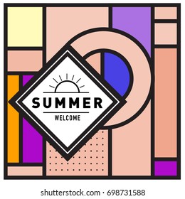Abstract Geometric Summer poster and banner. Fashion and Travel discount and Promotion design with retro style. Vector illustration with special holiday offer.