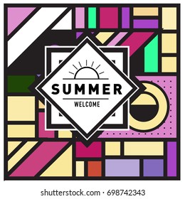 Abstract Geometric Summer poster and banner. Fashion and Travel discount and Promotion design with retro style. Vector illustration with special holiday offer.
