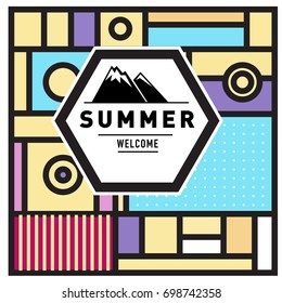 Abstract Geometric Summer poster and banner. Fashion and Travel discount and Promotion design with retro style. Vector illustration with special holiday offer.

