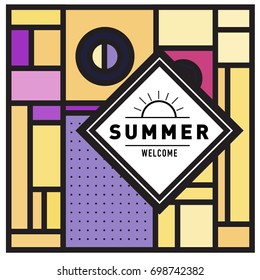 Abstract Geometric Summer poster and banner. Fashion and Travel discount and Promotion design with retro style. Vector illustration with special holiday offer.
