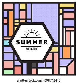 Abstract Geometric Summer poster and banner. Fashion and Travel discount and Promotion design with retro style. Vector illustration with special holiday offer.
