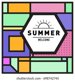 Abstract Geometric Summer poster and banner. Fashion and Travel discount and Promotion design with retro style. Vector illustration with special holiday offer.
