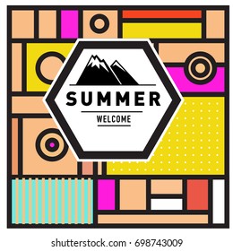 Abstract Geometric Summer poster and banner. Fashion and Travel discount and Promotion design with retro style. Vector illustration with special holiday offer.
