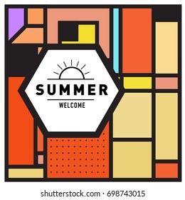 Abstract Geometric Summer poster and banner. Fashion and Travel discount and Promotion design with retro style. Vector illustration with special holiday offer.
