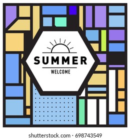 Abstract Geometric Summer poster and banner. Fashion and Travel discount and Promotion design with retro style. Vector illustration with special holiday offer.
