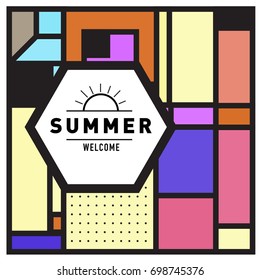 Abstract Geometric Summer poster and banner. Fashion and Travel discount and Promotion design with retro style. Vector illustration with special holiday offer.
