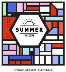 Abstract Geometric Summer poster and banner. Fashion and Travel discount and Promotion design with retro style. Vector illustration with special holiday offer.
