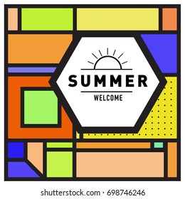Abstract Geometric Summer poster and banner. Fashion and Travel discount and Promotion design with retro style. Vector illustration with special holiday offer.
