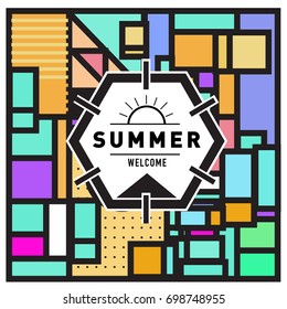 Abstract Geometric Summer poster and banner. Fashion and Travel discount and Promotion design with retro style. Vector illustration with special holiday offer.

