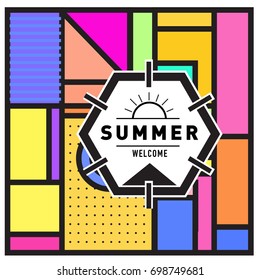 Abstract Geometric Summer poster and banner. Fashion and Travel discount and Promotion design with retro style. Vector illustration with special holiday offer.
