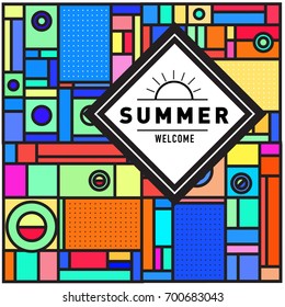 Abstract Geometric Summer poster and banner. Fashion and Travel discount and Promotion design with retro style. Vector illustration with special holiday offer.