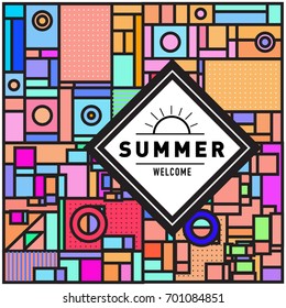 Abstract Geometric Summer poster and banner. Fashion and Travel discount and Promotion design with retro style. Vector illustration with special holiday offer.